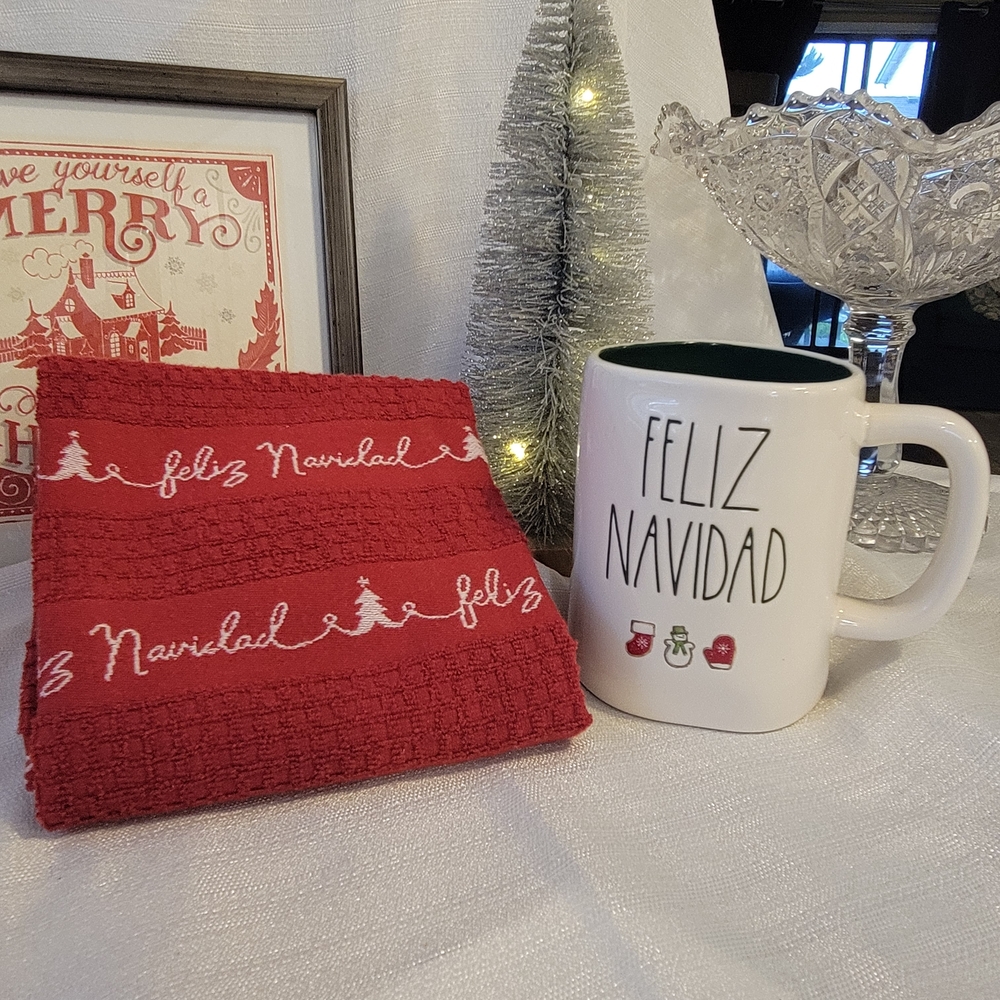 Rae Dunn Feliz Navidad Holiday Mug and Towel Set